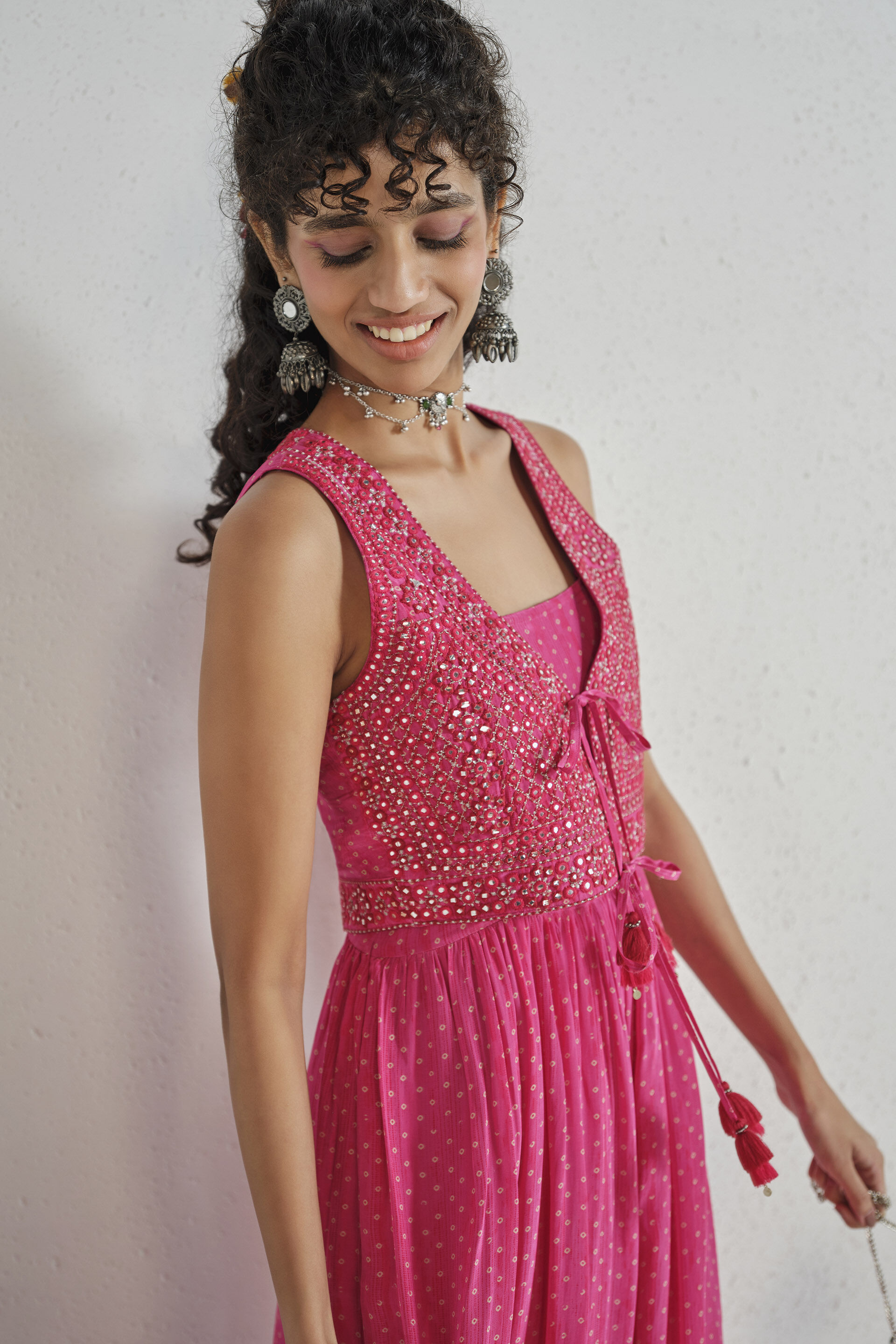 Fuchsia Embroidered Maxi Set, Fuschia, image 3